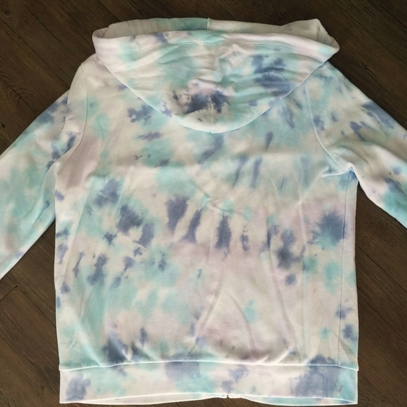 New NWT PINK Women's size Large Tie Dye Sweatshirt Zip Up Hoodie - Picture 2 of 4